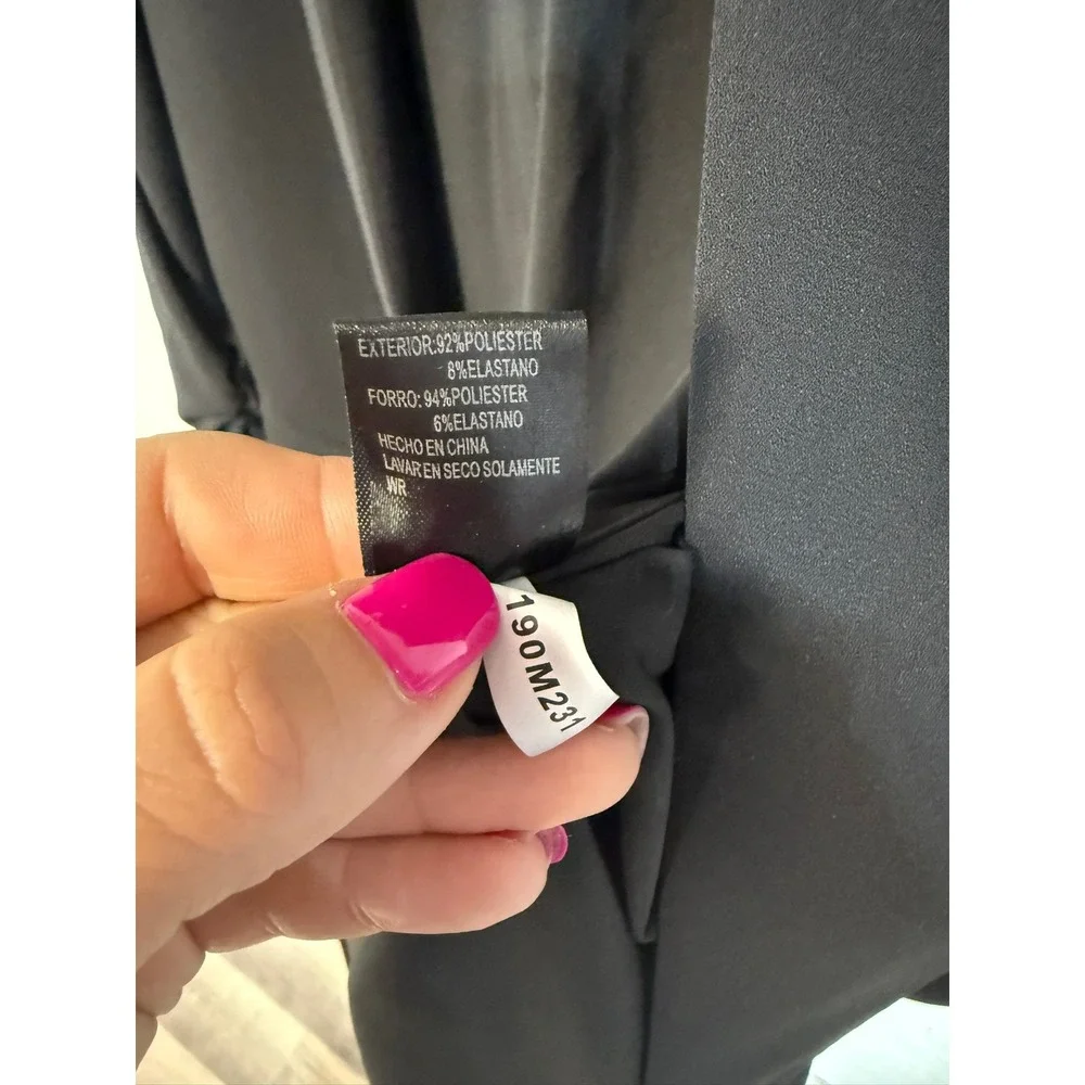 Antonio Melani Black Ruched 3/4 Sleeve Open Front Blazer Jacket 12